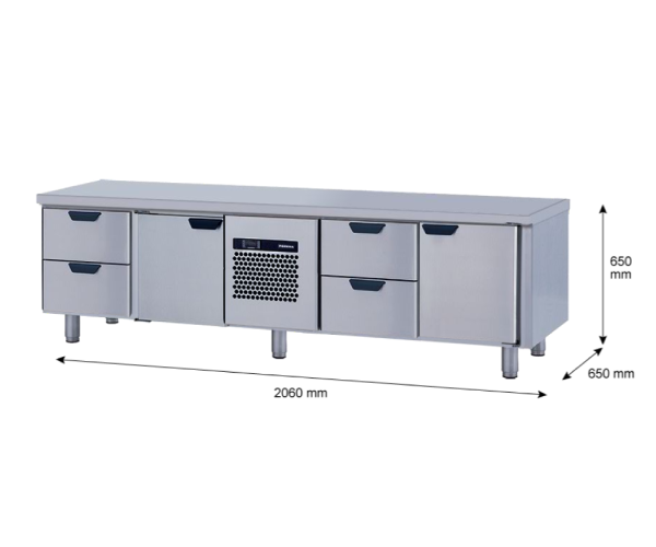 Porkka - Grillkylbänk GNL -  Kylaggregat, 4 Moduler - Mått: 2060 x 650 x 650mm - 32
