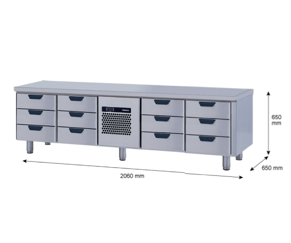 Porkka - Grillkylbänk GNL -  Kylaggregat, 4 Moduler - Mått: 2060 x 650 x 650mm - 83