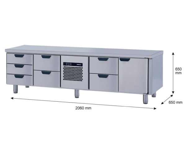 Porkka - Grillkylbänk GNL -  Kylaggregat, 4 Moduler - Mått: 2060 x 650 x 650mm - 69