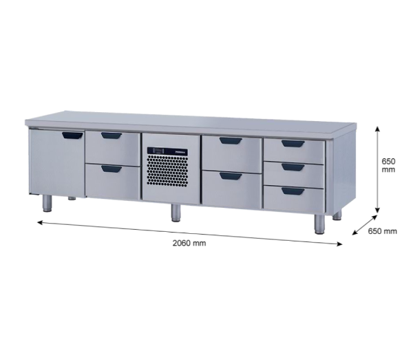 Porkka - Grillkylbänk GNL -  Kylaggregat, 4 Moduler - Mått: 2060 x 650 x 650mm - 16