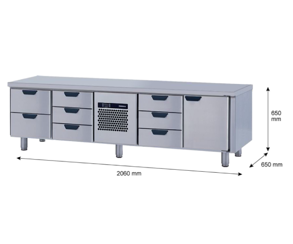 Porkka - Grillkylbänk GNL -  Kylaggregat, 4 Moduler - Mått: 2060 x 650 x 650mm - 53