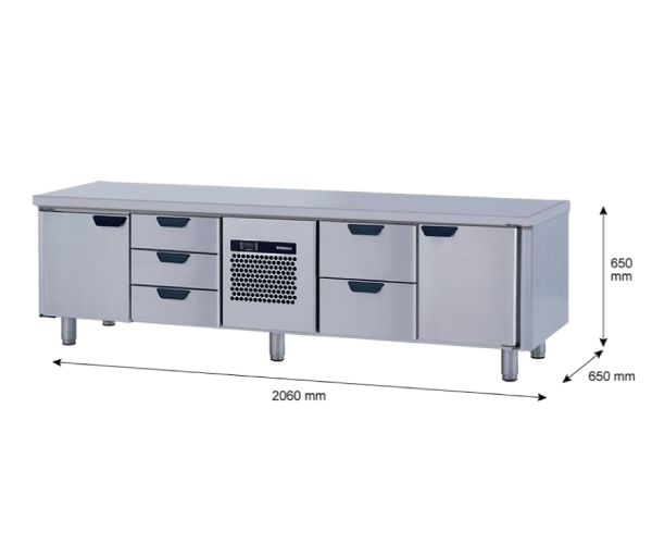 Porkka - Grillkylbänk GNL -  Kylaggregat, 4 Moduler - Mått: 2060 x 650 x 650mm - 23