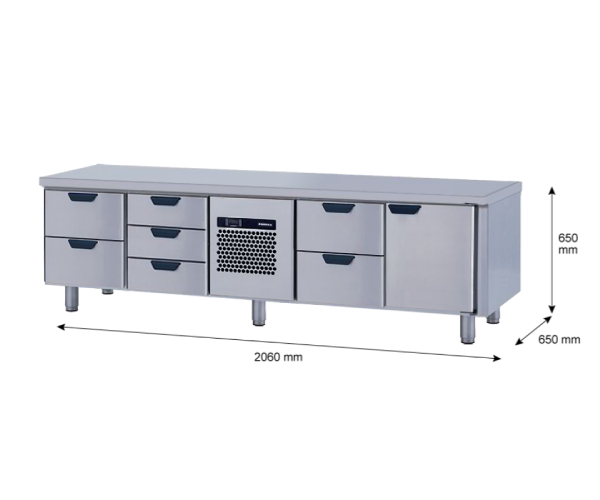 Porkka - Grillkylbänk GNL -  Kylaggregat, 4 Moduler - Mått: 2060 x 650 x 650mm - 50