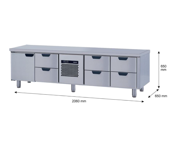 Porkka - Grillkylbänk GNL -  Kylaggregat, 4 Moduler - Mått: 2060 x 650 x 650mm - 15