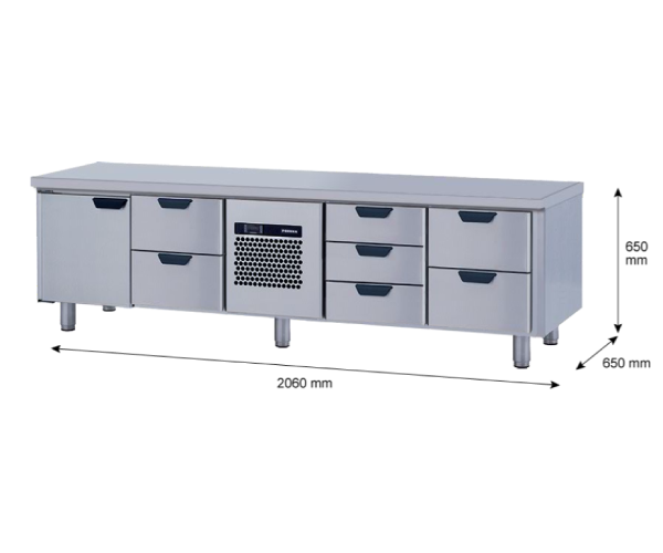 Porkka - Grillkylbänk GNL -  Kylaggregat, 4 Moduler - Mått: 2060 x 650 x 650mm - 18
