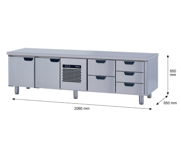 Porkka - Grillkylbänk GNL -  Kylaggregat, 4 Moduler - Mått: 2060 x 650 x 650mm - 6