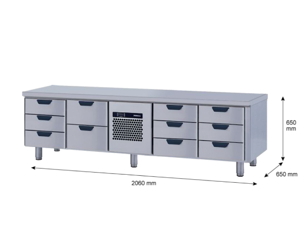 Porkka - Grillkylbänk GNL -  Kylaggregat, 4 Moduler - Mått: 2060 x 650 x 650mm - 74