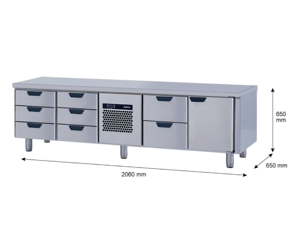 Porkka - Grillkylbänk GNL -  Kylaggregat, 4 Moduler - Mått: 2060 x 650 x 650mm - 78
