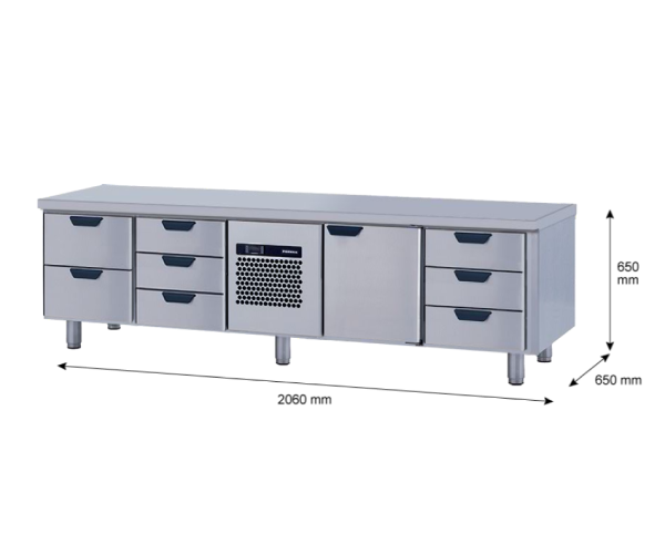Porkka - Grillkylbänk GNL -  Kylaggregat, 4 Moduler - Mått: 2060 x 650 x 650mm - 49