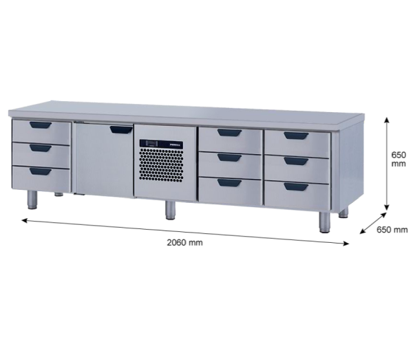 Porkka - Grillkylbänk GNL -  Kylaggregat, 4 Moduler - Mått: 2060 x 650 x 650mm - 65