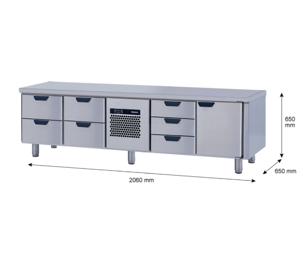 Porkka - Grillkylbänk GNL -  Kylaggregat, 4 Moduler - Mått: 2060 x 650 x 650mm - 44
