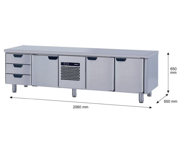 Porkka - Grillkylbänk GNL -  Kylaggregat, 4 Moduler - Mått: 2060 x 650 x 650mm - 56