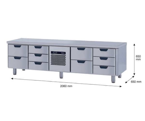 Porkka - Grillkylbänk GNL -  Kylaggregat, 4 Moduler - Mått: 2060 x 650 x 650mm - 52