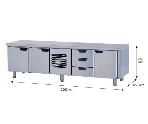 Porkka - Grillkylbänk GNL -  Kylaggregat, 4 Moduler - Mått: 2060 x 650 x 650mm - 7