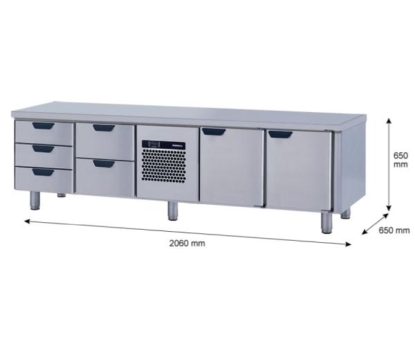 Porkka - Grillkylbänk GNL -  Kylaggregat, 4 Moduler - Mått: 2060 x 650 x 650mm - 66