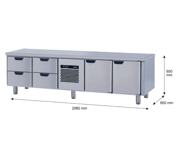 Porkka - Grillkylbänk GNL -  Kylaggregat, 4 Moduler - Mått: 2060 x 650 x 650mm - 38