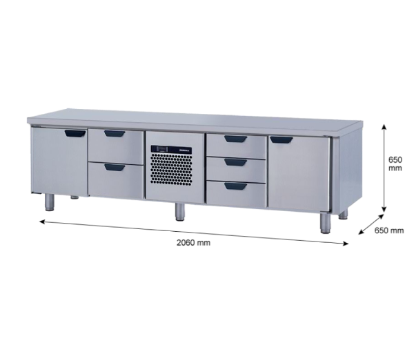 Porkka - Grillkylbänk GNL -  Kylaggregat, 4 Moduler - Mått: 2060 x 650 x 650mm - 17