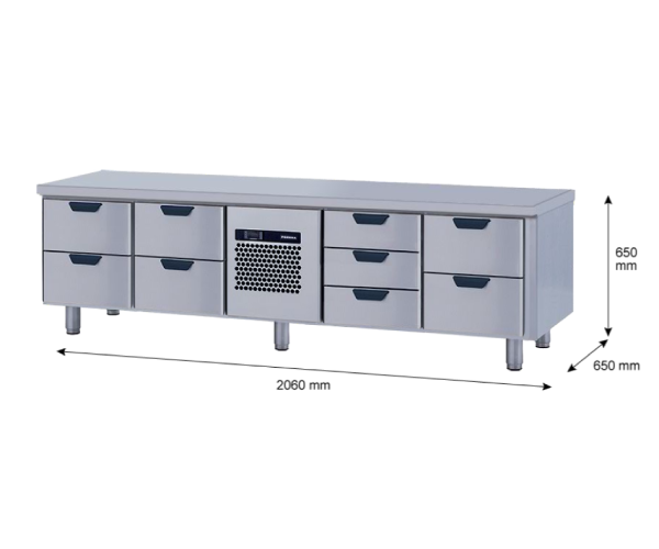 Porkka - Grillkylbänk GNL -  Kylaggregat, 4 Moduler - Mått: 2060 x 650 x 650mm - 45