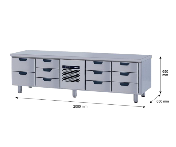 Porkka - Grillkylbänk GNL -  Kylaggregat, 4 Moduler - Mått: 2060 x 650 x 650mm - 55