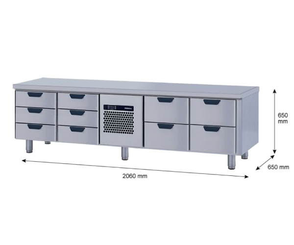Porkka - Grillkylbänk GNL -  Kylaggregat, 4 Moduler - Mått: 2060 x 650 x 650mm - 79