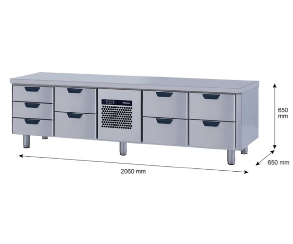 Porkka - Grillkylbänk GNL -  Kylaggregat, 4 Moduler - Mått: 2060 x 650 x 650mm - 70