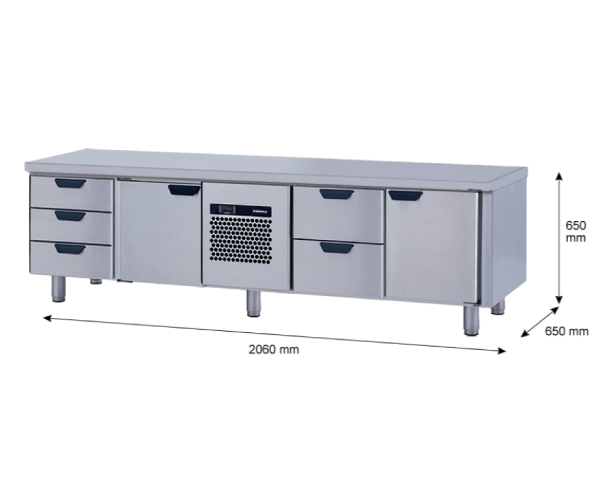 Porkka - Grillkylbänk GNL -  Kylaggregat, 4 Moduler - Mått: 2060 x 650 x 650mm - 59