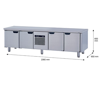 Porkka - Grillkylbänk GNL -  Kylaggregat, 4 Moduler - Mått: 2060 x 650 x 650mm