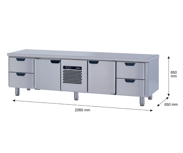 Porkka - Grillkylbänk GNL -  Kylaggregat, 4 Moduler - Mått: 2060 x 650 x 650mm - 30