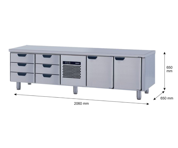 Porkka - Grillkylbänk GNL -  Kylaggregat, 4 Moduler - Mått: 2060 x 650 x 650mm - 75