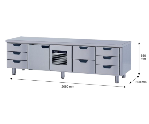 Porkka - Grillkylbänk GNL -  Kylaggregat, 4 Moduler - Mått: 2060 x 650 x 650mm - 61