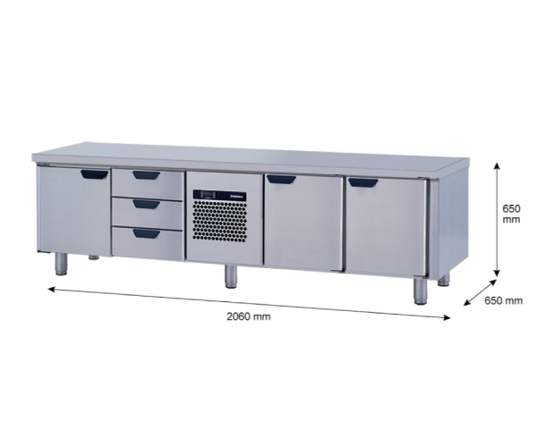 Porkka - Grillkylbänk GNL -  Kylaggregat, 4 Moduler - Mått: 2060 x 650 x 650mm - 20