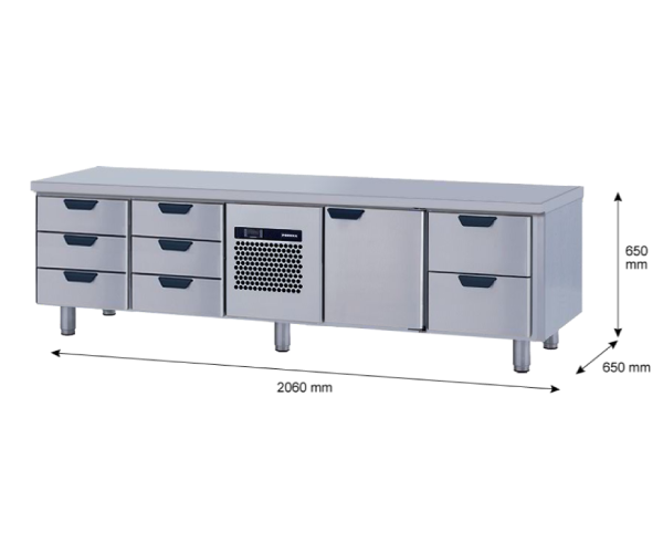 Porkka - Grillkylbänk GNL -  Kylaggregat, 4 Moduler - Mått: 2060 x 650 x 650mm - 76