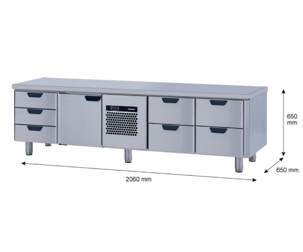 Porkka - Grillkylbänk GNL -  Kylaggregat, 4 Moduler - Mått: 2060 x 650 x 650mm - 60