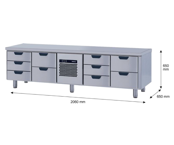 Porkka - Grillkylbänk GNL -  Kylaggregat, 4 Moduler - Mått: 2060 x 650 x 650mm - 73