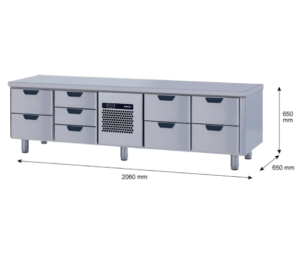 Porkka - Grillkylbänk GNL -  Kylaggregat, 4 Moduler - Mått: 2060 x 650 x 650mm - 51