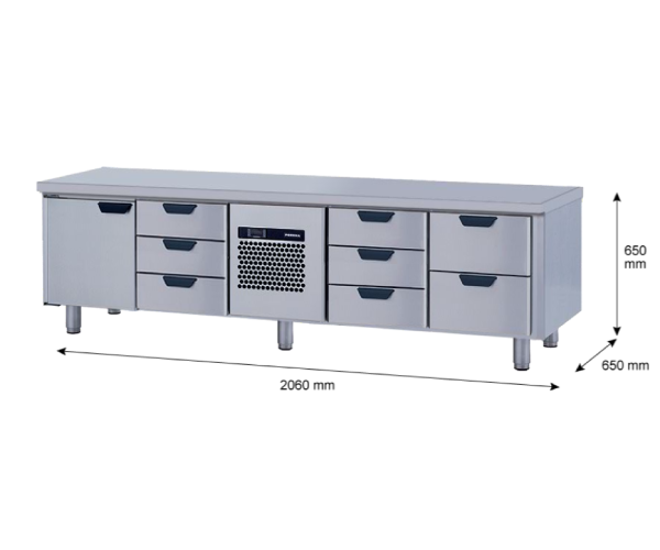 Porkka - Grillkylbänk GNL -  Kylaggregat, 4 Moduler - Mått: 2060 x 650 x 650mm - 27