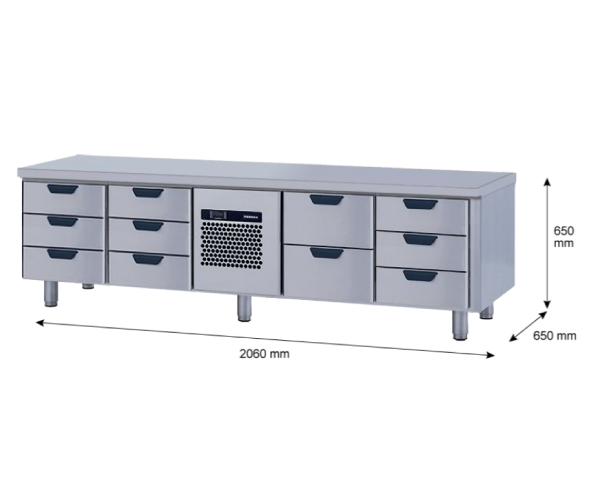 Porkka - Grillkylbänk GNL -  Kylaggregat, 4 Moduler - Mått: 2060 x 650 x 650mm - 80