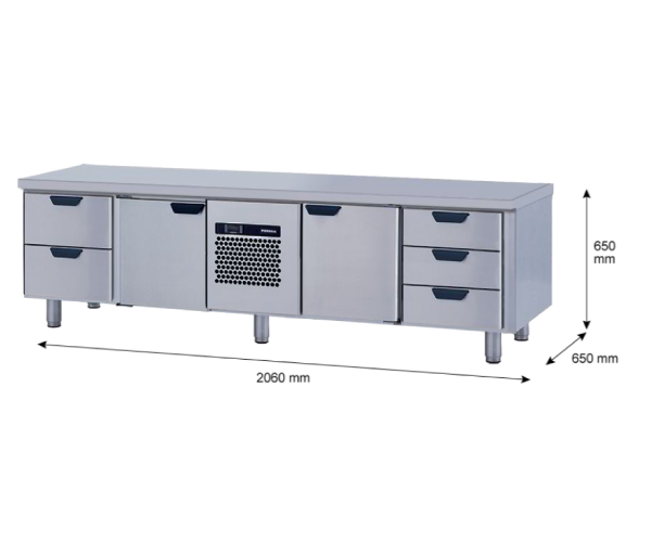 Porkka - Grillkylbänk GNL -  Kylaggregat, 4 Moduler - Mått: 2060 x 650 x 650mm - 31