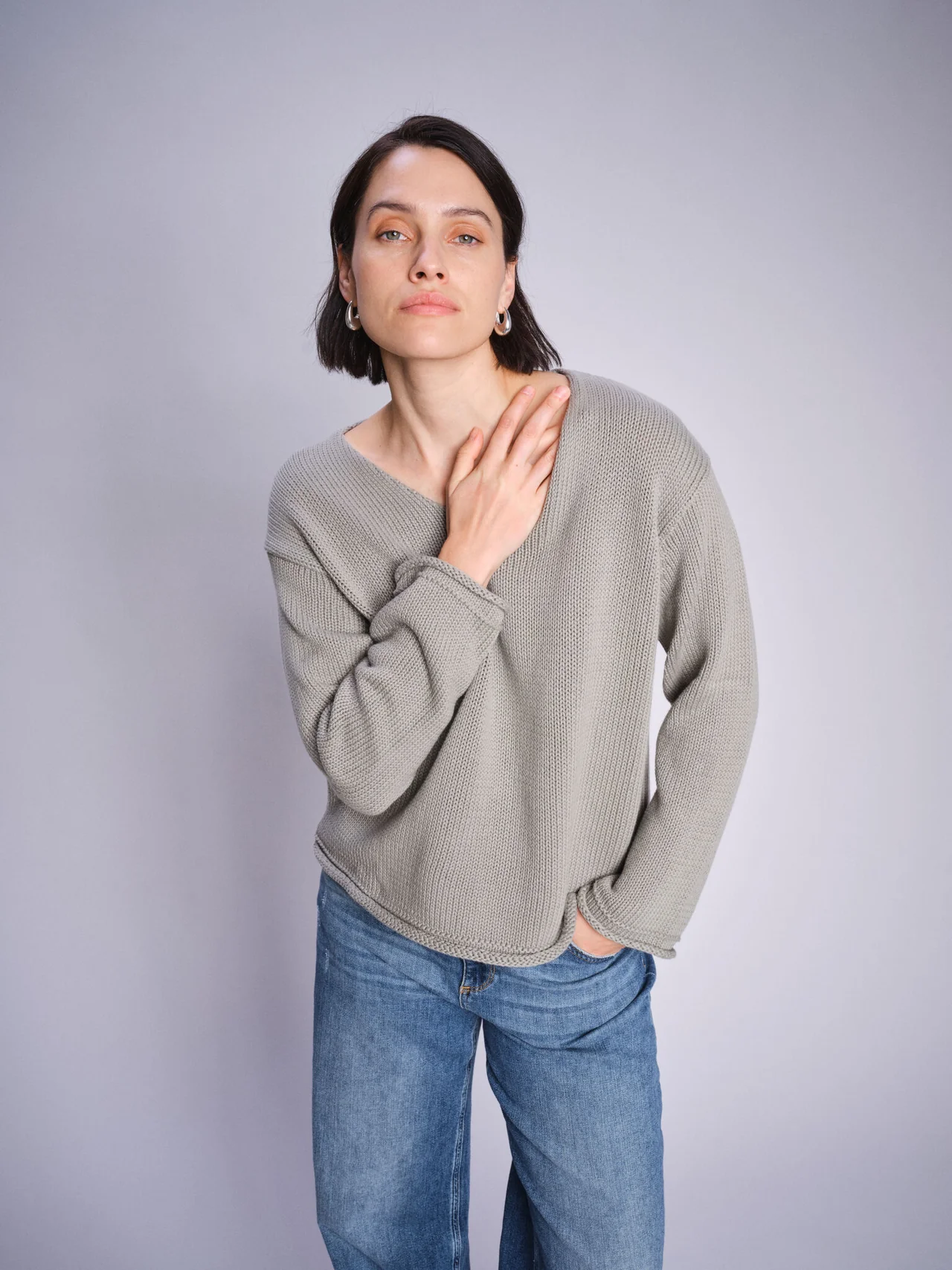 Mos Mosh Bine LS V-neck Knit Shadow - 2