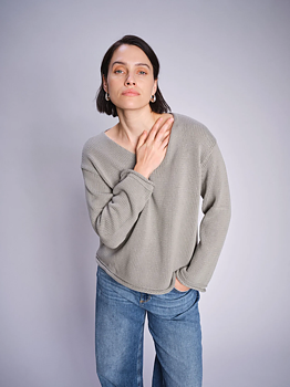 Mos Mosh Bine LS V-neck Knit Shadow