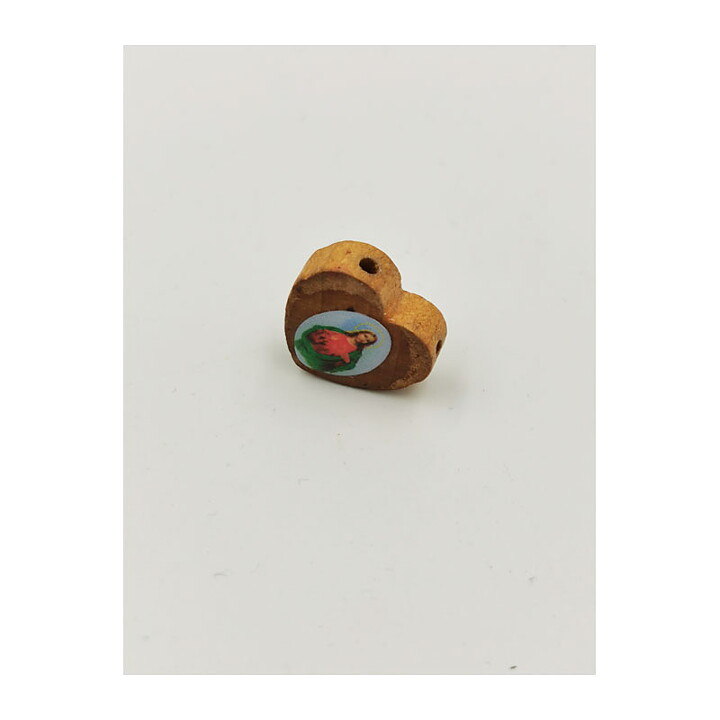 Second Hand jewelry - Wooden Enamel Heart of Mary Vintage