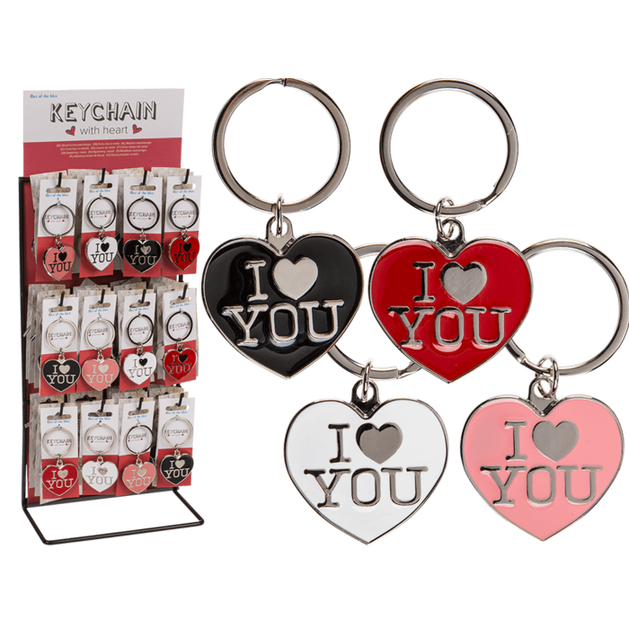 Metal keychain, "I ♥ You"