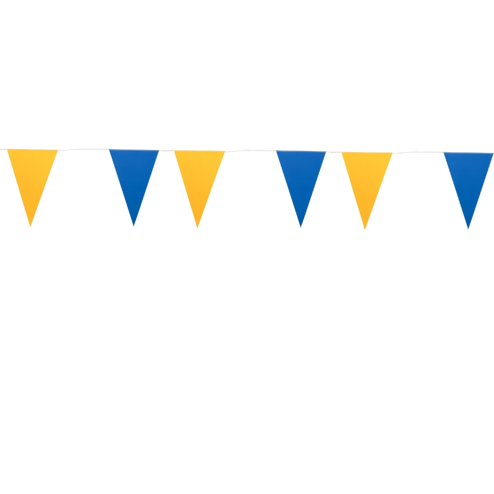 Triangle flag banner blå/gul 10cm