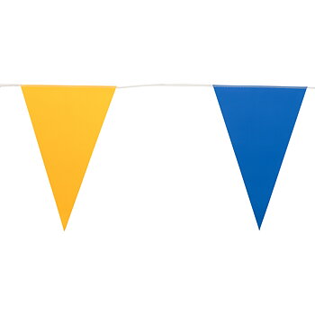 Triangle flag banner blå/gul 10cm