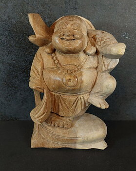 Happy Yoga Buddha Staty i Trä