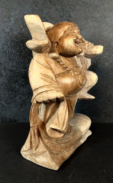 Happy Yoga Buddha Staty i Trä - 2