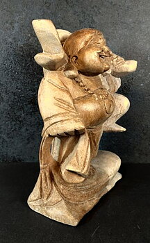 Happy Yoga Buddha Staty i Trä