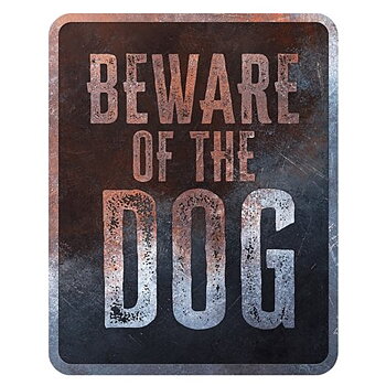 Varningsskylt "BEWARE OF THE DOG " Svart 25x20x0,3cm