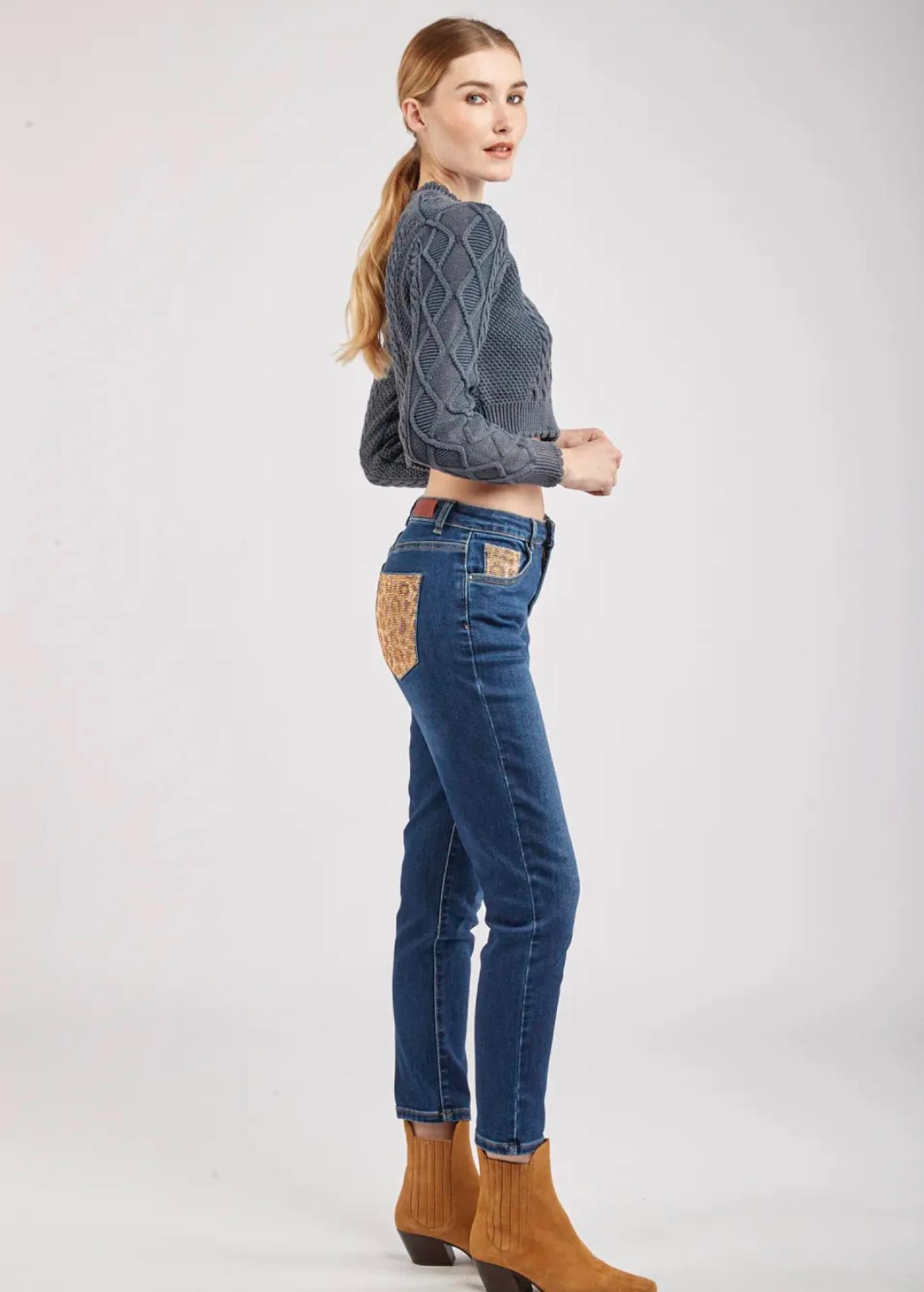 Toxik Boy friends Mörkare Blå Jeans Glitter Ficka - 3