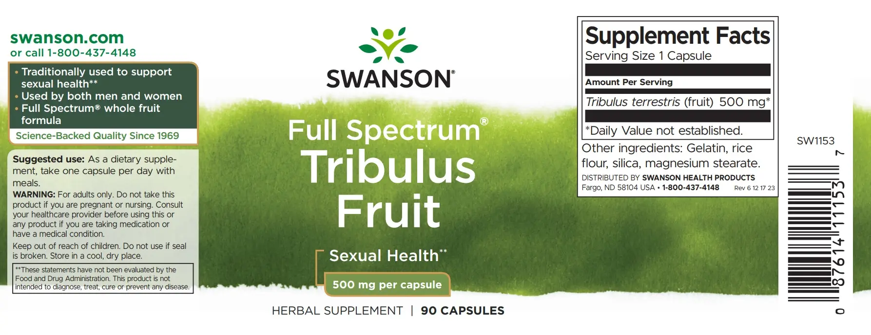Full Spectrum Tribulus Fruit - Swanson - 2